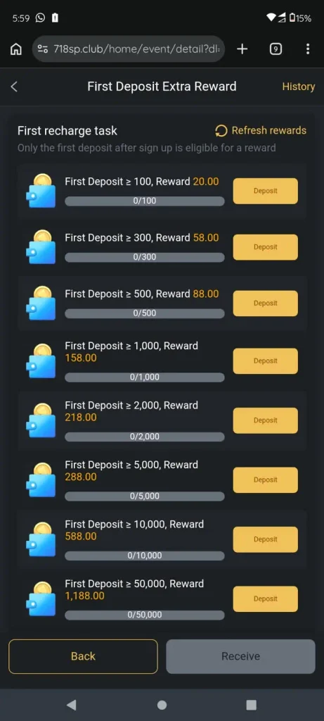 718SP Game deposit rewards