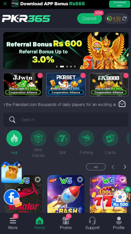 PKR365 Game interface
