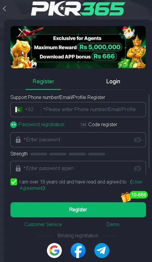 PKR365 Game Registration